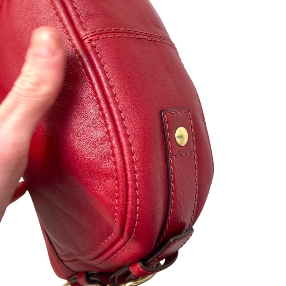 Coach red leather Zoe mini hobo bag - Picture 7 of 13
